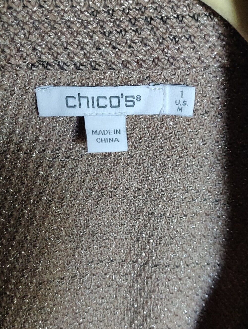 Chico's Shimmery Taupe Tweed Frayed-Edge Faux Double-Breasted Blazer - Picture 3 of 16